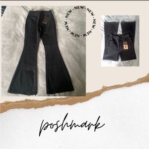 Pure black bell bottom denims